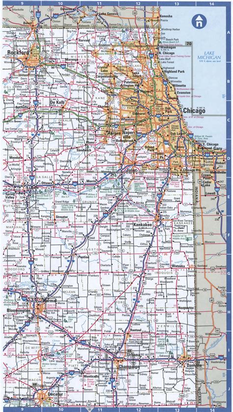 Map of Illinois Northern,Free highway road map IL with cities towns ...