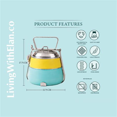 Buy Elan Stainless Steel Tiffin Box, Lunch Box for Office, 2 ...
