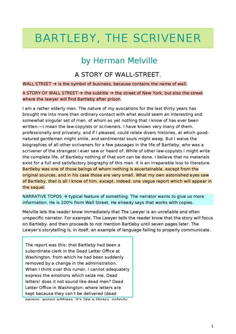 Bartleby The Scrivener Summary