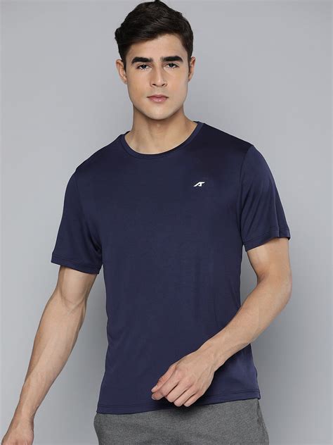 Alcis Men Navy Blue Anti Static Applique Slim Fit Running T-shirt ...