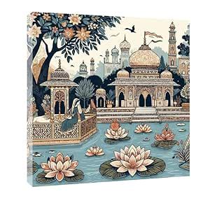 TRUECANVAS Traditional Pichwai Wall Art, 24 x 24 inch, Wooden Framed ...