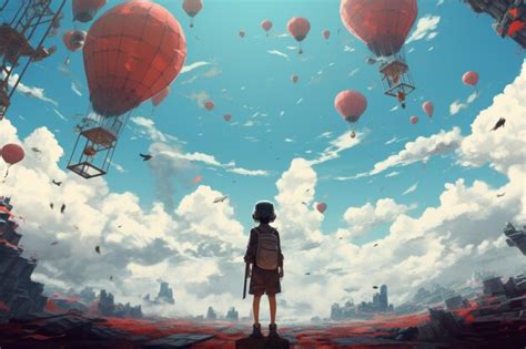 Anime Flying with Balloons 的图像结果
