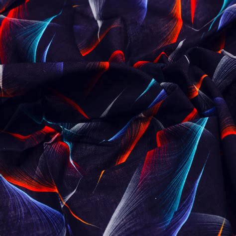 Digital Printed Pure Cotton Fabric - Abstract Blue, Red & White Design ...