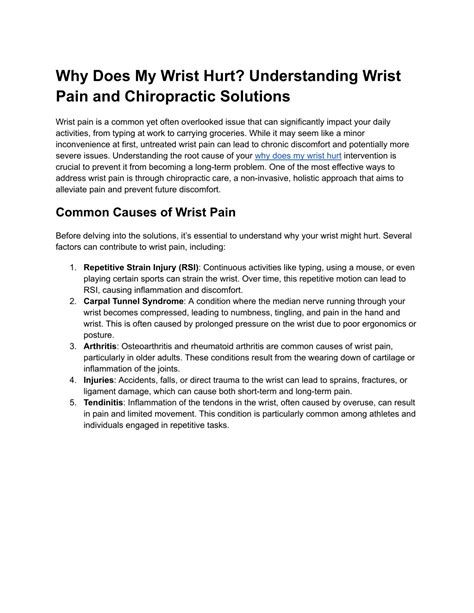 PPT - Understanding Wrist Pain: Causes, Consequences, and the Role of Chiropractic Car ...