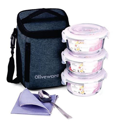 Buy SOPL-OLIVEWARE Glassware Round Lunchbox|Borosilicate Glass Lunchbox ...