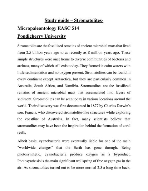 Study guie stromatolites micropaleontology - Study guide ...
