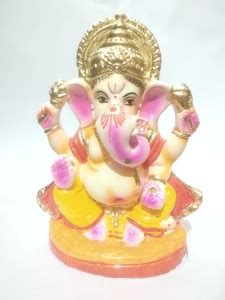 Buyer World Eco-Friendly Large Mukut Ganesha Sitting Pose Mud/Clay Idol ...