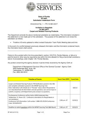Fillable Online State of Florida SP 403 Solicitation Addendum Form Fax ...