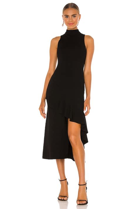 Alice + Olivia Angelia Double Knit Ruffle Dress in Black | REVOLVE