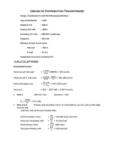 Image result for Distribution Transformer Calculations