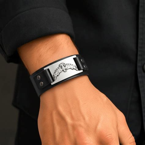 Buy Now Premium Leather Bracelet - FIRESTORM PHOENIX BAND - Silver ...