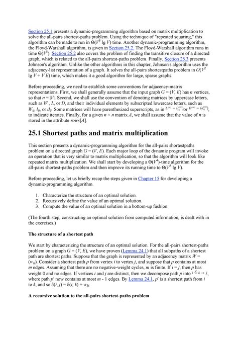 Algorithm PART 6 All-Pairs Shortest Paths - Chapter 25 - Section 25 ...