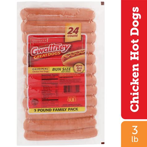 Gwaltney Original Chicken Hot Dogs, Bun Size, 3 lb – Walmart Inventory ...