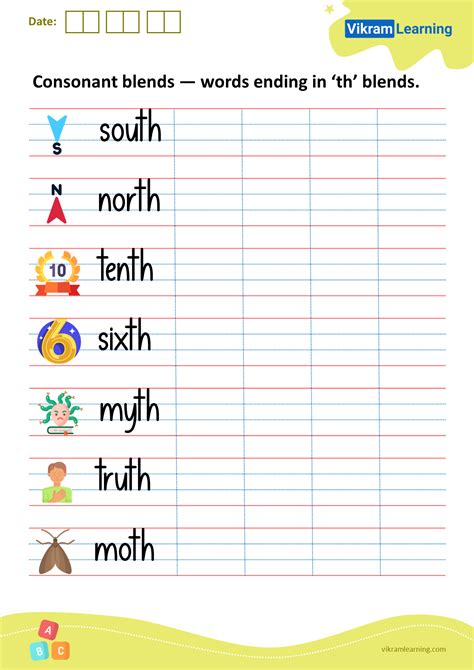 Download consonant blends — words ending in ‘th’ blends worksheets ...