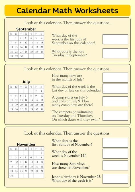 Calendar Worksheets - 10 Free PDF Printables | Printablee