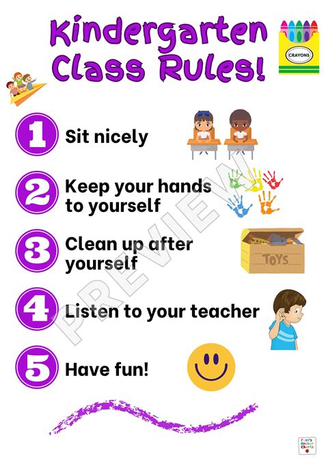 Classroom Rules Poster Classroom Banner Rainbow Background Borders ...