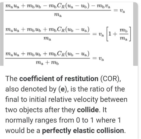 coefficient of restitution e for perfectly elastic collision - Brainly.in