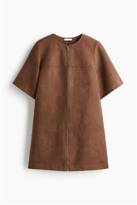 Zip-front shift dress - Brown - Ladies | H&M IN