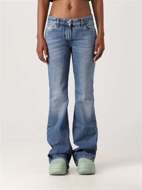OFF-WHITE: jeans in washed denim - Blue | Off-White jeans ...