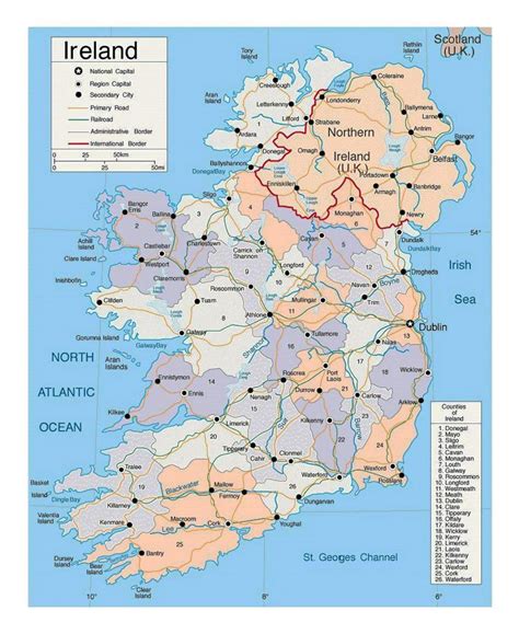 Printable Map Of Ireland With Cities