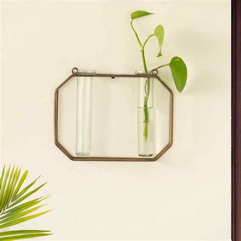 Modern Glass Garden' Test Tube Wall Planter/Vases (17.8 cm | Golden ...
