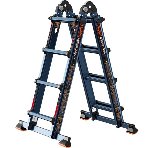 Ladder, A Frame 4 Step Ladder Extension, 14 FT Anti-Slip Multi Position ...