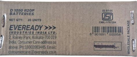 EVEREADY SUPER HEAVY DUTY LEAKPROOF D 1050 R20P Battery - EVEREADY ...