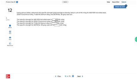 Image result for Specific Strength Table