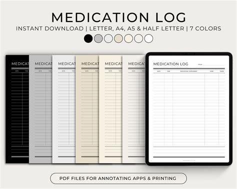 Buy Medication Log, Printable, Minimal, Wellness Planner, Nutritions ...