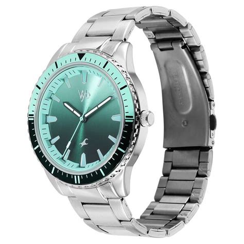 Buy Online Vyb Hustler By Fastrack Quartz Analog Green Dial Silver ...
