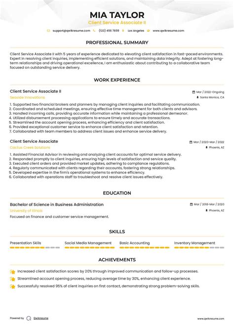 10+ Client Service Associate Resume Samples & Templates for 2025