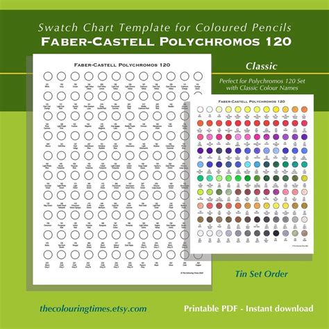 Classic polychromos 120 faber castell swatch chart template printable ...
