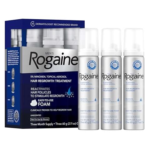 Buy Men’s Rogaine 5% Minoxidil for Men Foam, Clinically Proven Regrowth ...