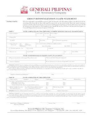 Group Hospitalization Claim Statement - Blank Fillable Template | Fill ...