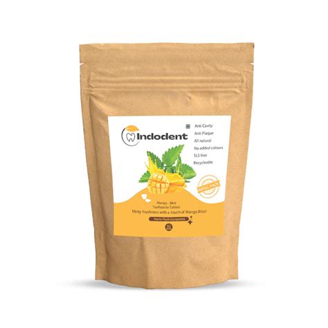 Buy Indodent Mango Mint Toothpaste Tablets | Kids & Adults | 62 Tablets ...