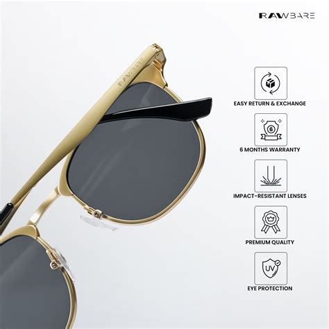 Rivet - Black Gold Rounded Square Sunglasses - RB2682BG — Rawbare