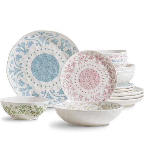 16-Piece Mixed Color Dinnerware Set, Service for 4, Assorted Porcelain ...