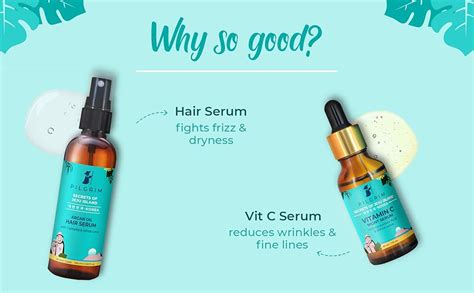 Pilgrim Face Serum & Hair Serum Combo with Free Jute Bag