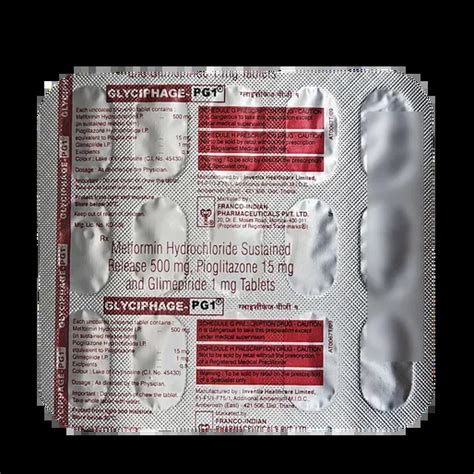 GLYCIPHAGE PG 1MG TABLET 15'S : View Price, Combination and ...