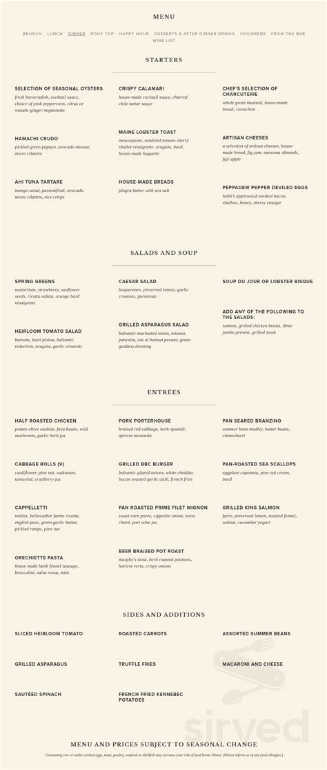 British Bankers Club menu in Menlo Park, California, USA
