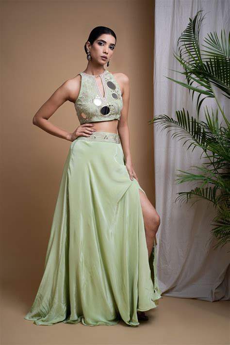 PASTEL PISTACHIO GREEN INDO SKIRT SET (SET OF 2) – ahiclothing