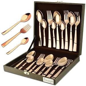 Buy Parage 18 Pieces Premium Stainless Steel Golden Cutlery Set, Home ...