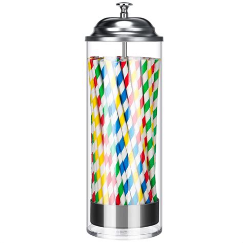 Buy Plastic Straw Dispenser 100 Pcs Drinking Straw Organizer Container ...