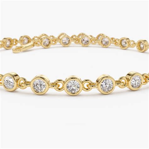 Diamond Tennis Bracelet / 14k Gold Bezel Setting Diamond - Etsy