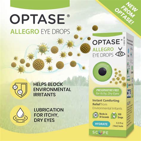Optase Allegro Eye Drops for Dry Eyes - Lubricating Drops for Dry, Red ...