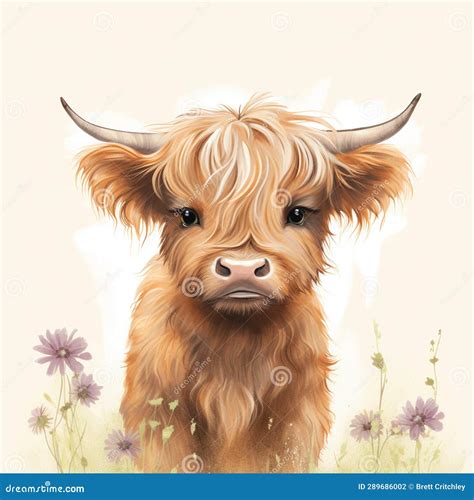 Highland Cow Calf Courful Cute Illustration Stock Illustration ...