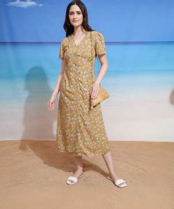 Tokyo Talkies Women Fit and Flare Multicolor Midi/Calf Length Dress ...