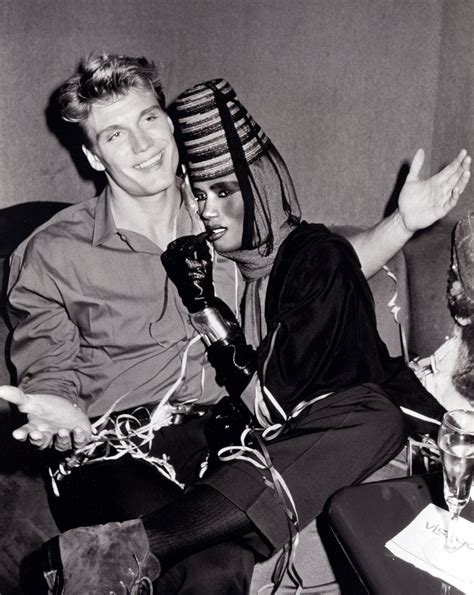 Dolph Lundgren and Grace Jones snuggle up at Grace's New Year's Eve ...