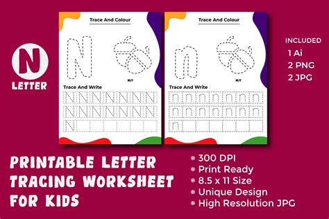 Tracing, Coloring and Writing Letter N Graphic by Creatohub · Creative Fabrica
