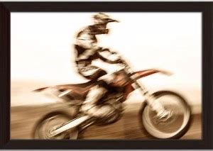 Slow Motion On Motorbike Paper Poster Dark Brown Frame Paper Print ...